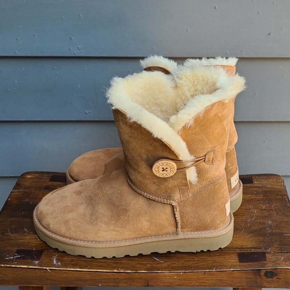 UGG Chestnut Suede Shearling Bailey Button Boots … - image 3